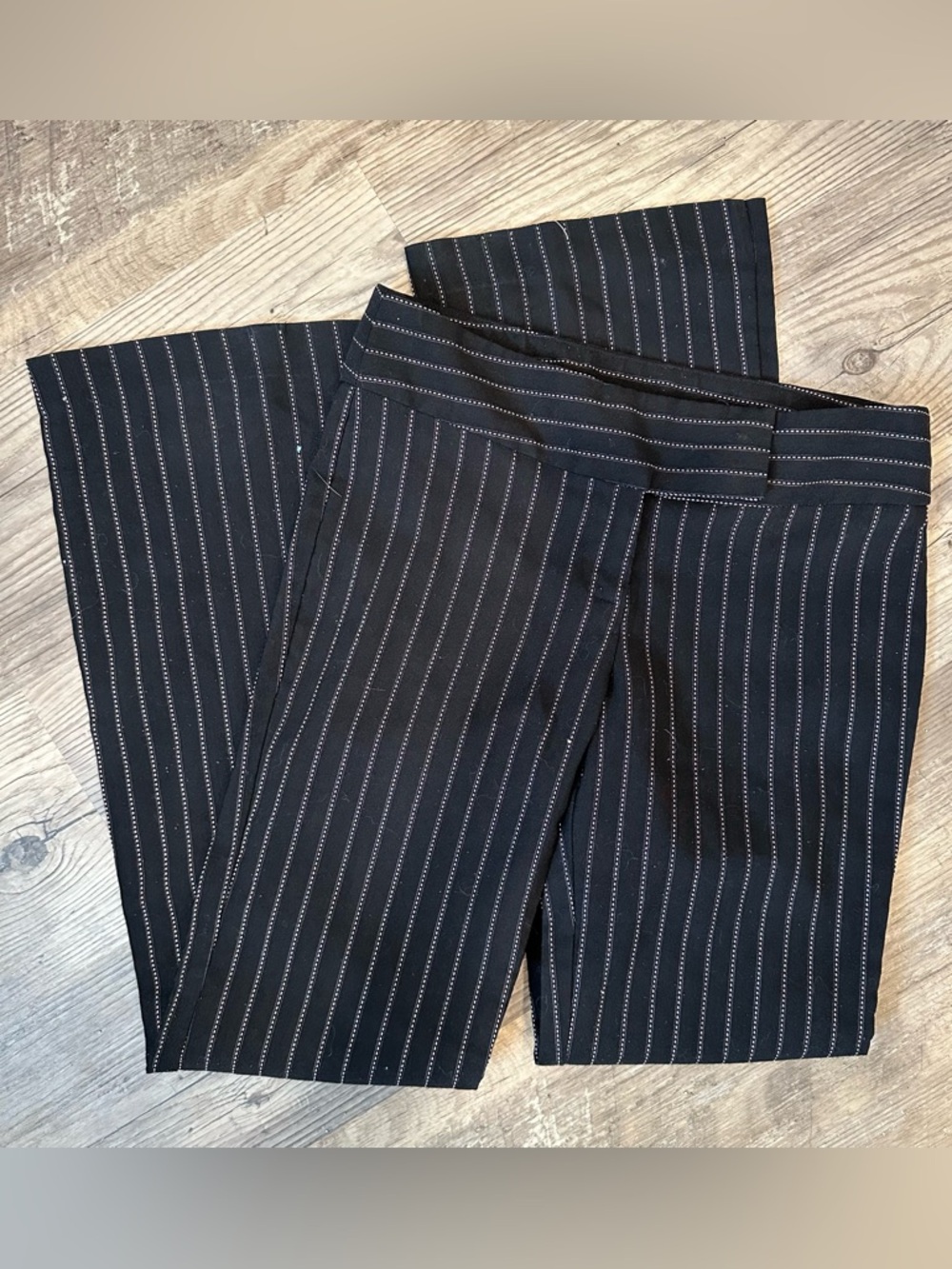 Vintage Y2K Black Pinstripe Wide-Leg Trousers